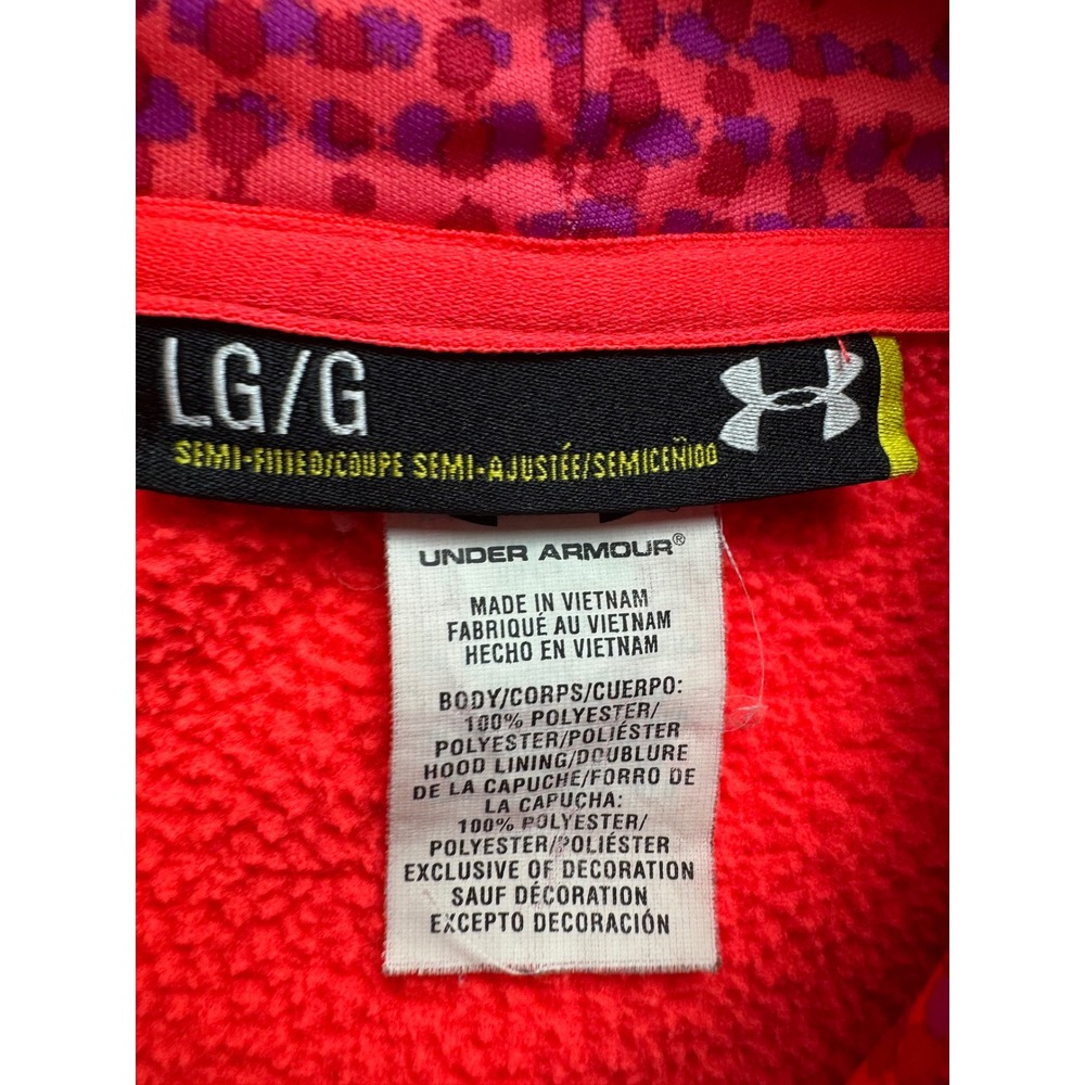 Under Armour Women Large pink Logo Hoodie Semi-Fitted Fleece Pullover Sweatshirt - Picture 3 of 13